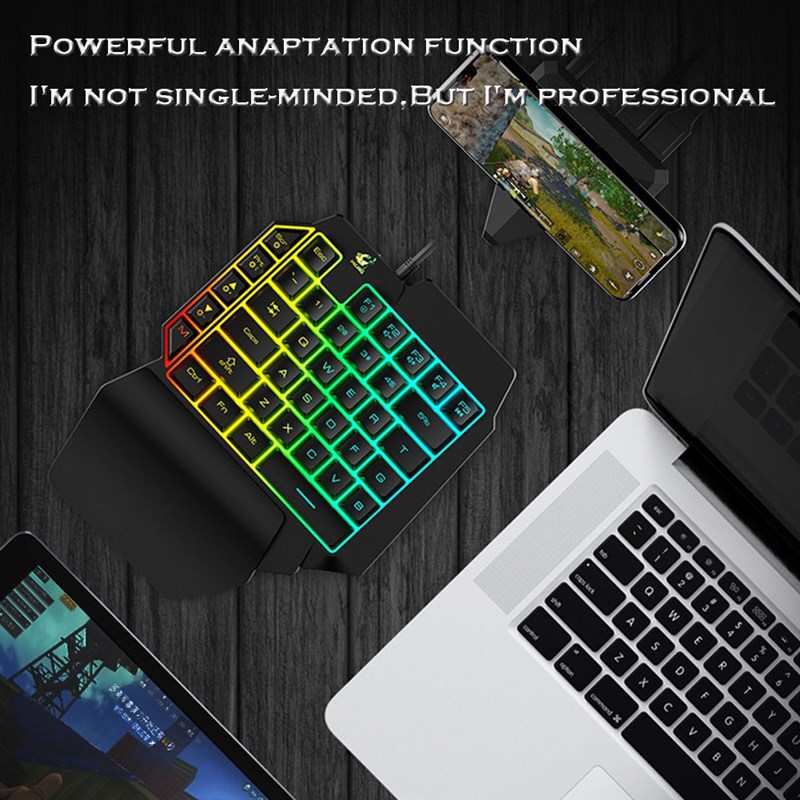 T1 Wired One Handed Membrane Gaming Keyboard Mouse Combo 6 B