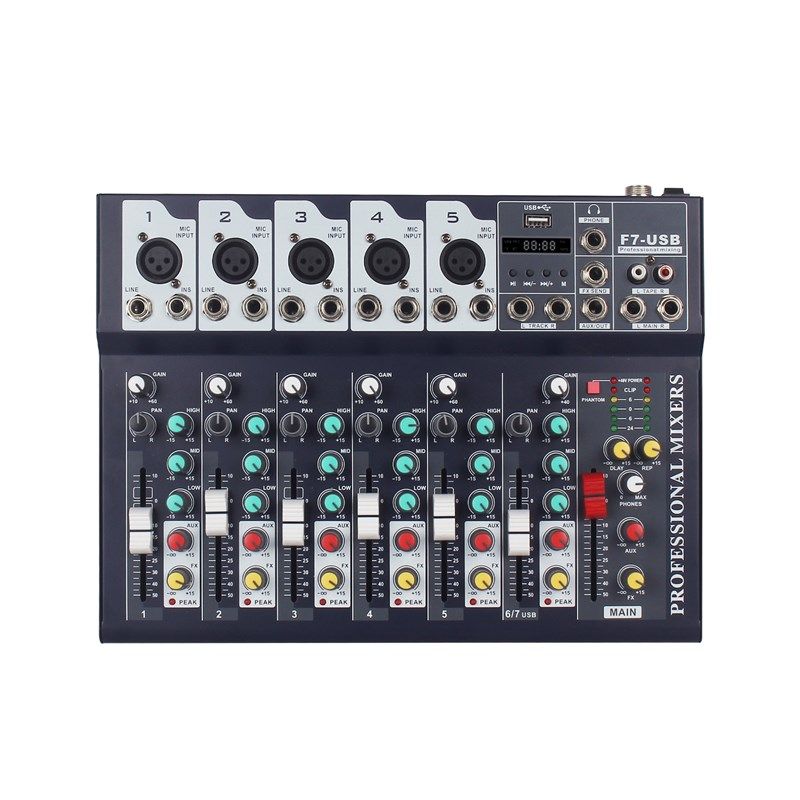 JIY7b路调音台蓝牙usb混音器小型DSP电脑直播设备舞台音响DJ mixe