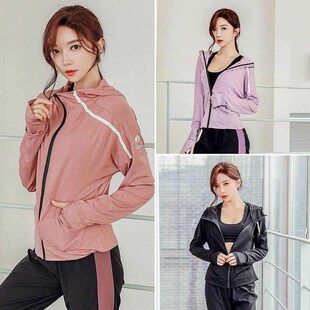 。健身房运动套装女春夏款瑜伽服长袖晨跑步服宽松衣网红健身