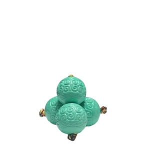 湖北十堰原矿绿松石散珠手串吊坠回纹珠圆珠三通顶珠隔片佛头配饰