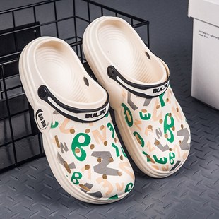 35 36 37小码男鞋子涂鸦个性潮流高中小学生洞洞鞋情侣防滑凉拖鞋