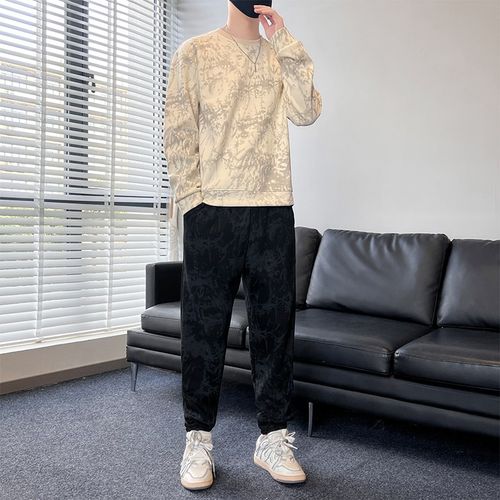 春秋季运动套装男士宽松时尚休闲束脚裤男装圆领卫衣青年潮牌百搭