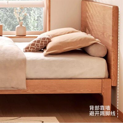 家用实木床1米5单人床不占地方床红橡木床架实V木省空间排骨架