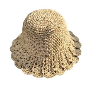 手工编制镂空小沿草帽女夏小清新文艺百H搭可折叠出游遮阳帽子女