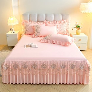 公主风床罩床裙式 单件席梦思保护套防滑蕾丝花边1.5m1.8米2.0床套