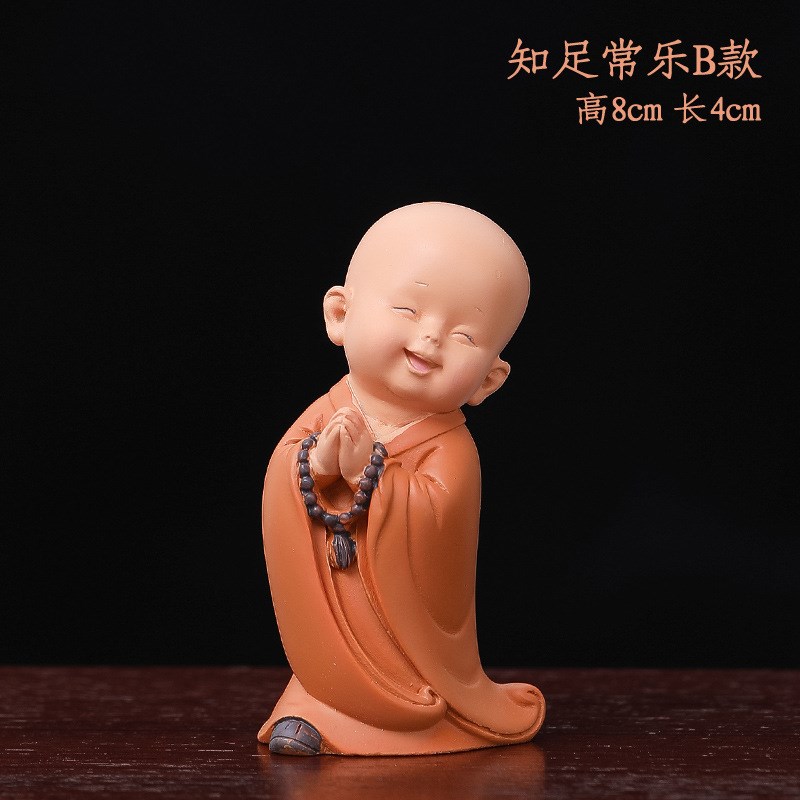 现货网红创意小和尚办公桌家居摆件慧能和尚树脂工艺品办公桌茶桌