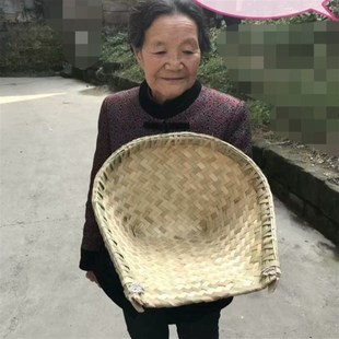 四川竹编装饰竹簸箕精品皮撮箕收纳竹篮竹扁畚箕扫斗铲子舞蹈道具