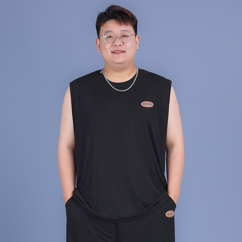 凉感速干背心男宽松冰丝坎肩夏季新款加肥加大码男士运动无袖t恤