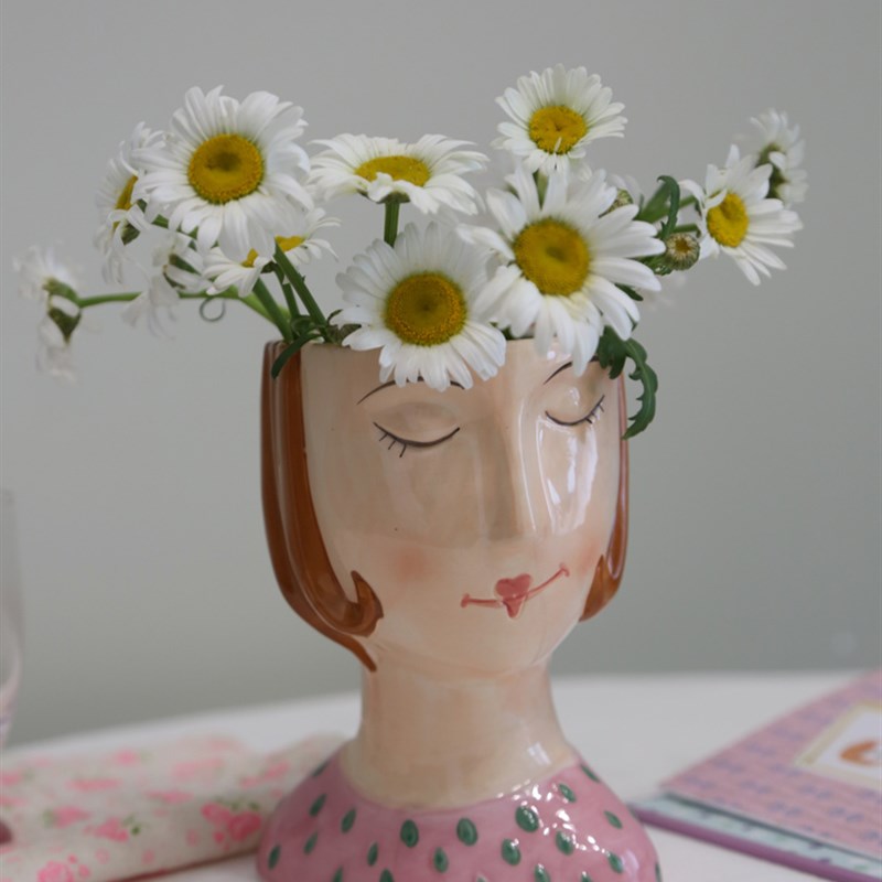 Lovely手工彩绘恬静少女娃娃艺术花瓶化妆刷收纳桶画笔收纳桶
