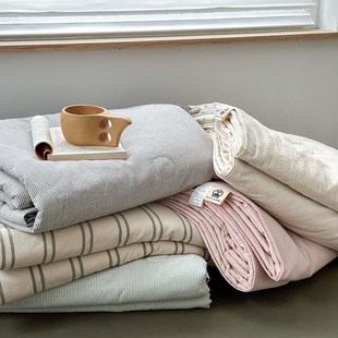简约北欧纯棉水洗棉夏凉被 薄被子大豆被 可水洗空调被四件套夏季
