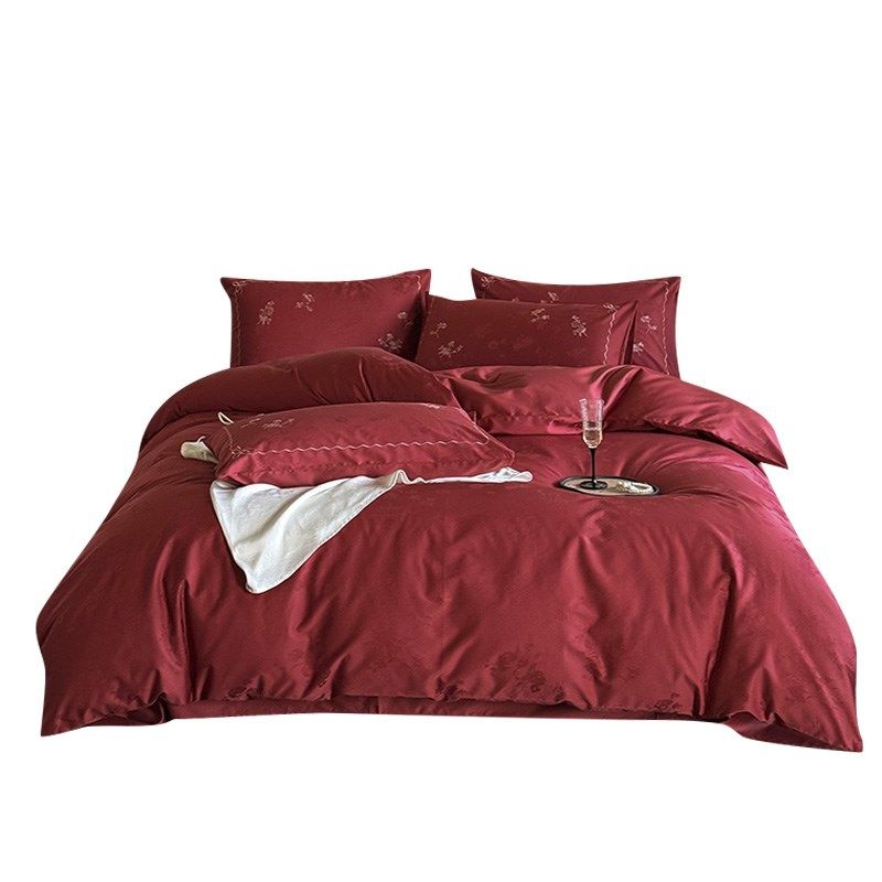 结婚床上用品四件套全棉婚庆大红色床单被套喜被新婚嫁房被罩,床上用品,婚庆床品套件,淘宝优惠券,粉丝福利购,淘宝优惠卷