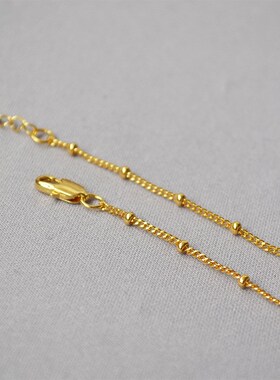Etsy Ins火爆欧p美风质感黄铜豆豆链铜镀18K金简约叠带百搭锁骨链