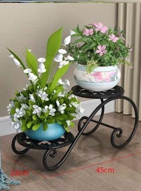 黑色两层铁艺花架移动商业街售楼部C窗户摆件盆景空间花店站立中