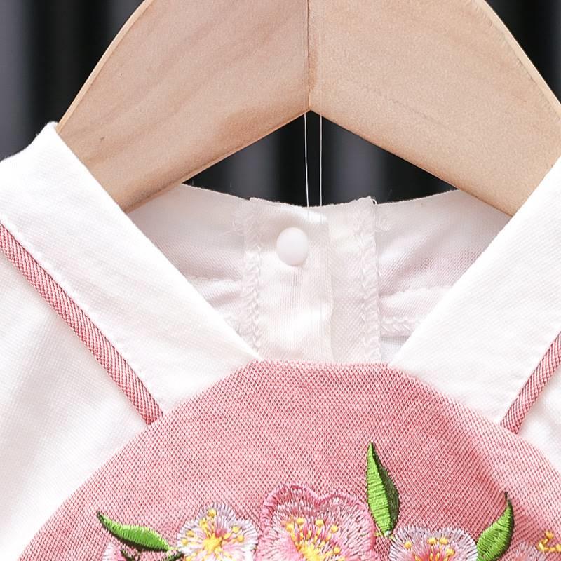 女宝宝汉服夏季装短袖连身衣新生婴儿百F天中国风满月;.&&r;.&;