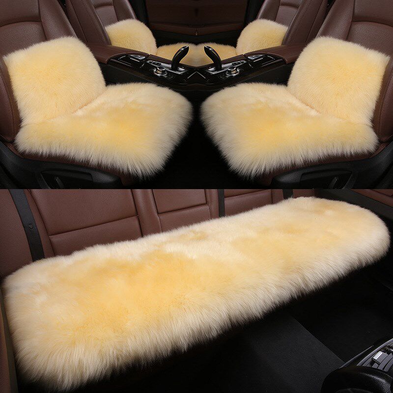 新款汽车坐垫冬季无m靠背三件套纯羊毛座垫羊毛保暖加厚单片小方