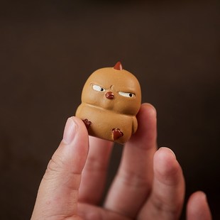 宜兴小鸡紫砂茶宠小黄鸡迷你创意可爱斜眼小鸟茶桌可爱小摆件配件