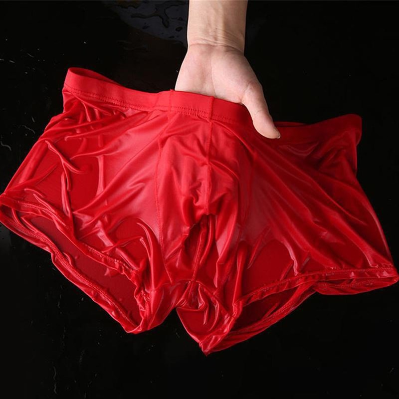 速发Men Wet Seductive Sexy Boxer Briefs Thin Transparent