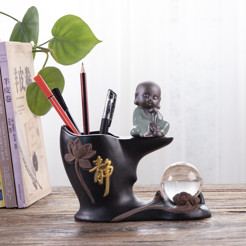 陶瓷笔筒创意时尚可爱学生桌面办公室多功能收纳复古个性简约摆件