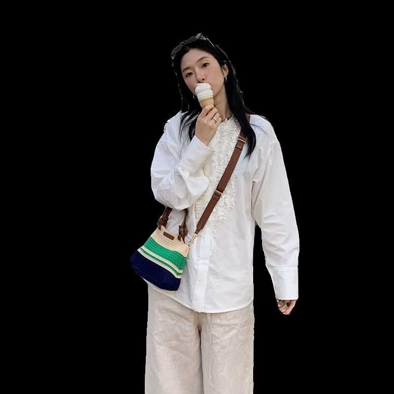 草编包手提包单肩撞色拼接针织斜挎小众设计感水桶包女时尚百搭,箱包皮具/热销女包/男包,时尚帆布包,淘宝优惠券,粉丝福利购,淘宝优惠卷