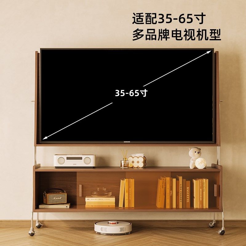 实木可移动电视柜客厅家用小户型带轮现代简约落地收纳储物柜支架