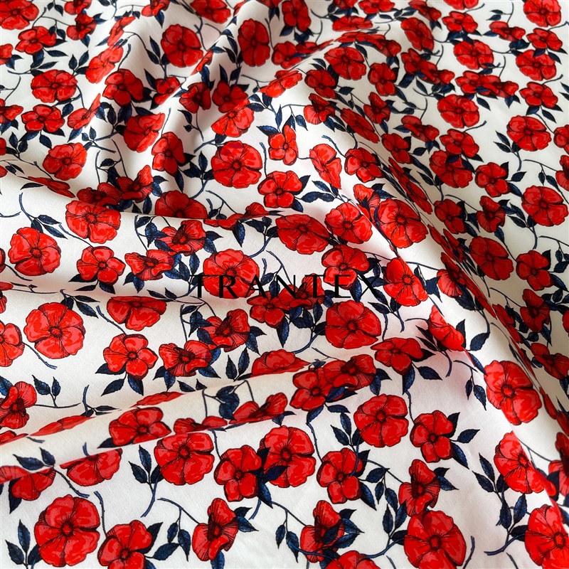 2021新款春夏全棉纯棉布平纹府绸印花碎花手工服装连衣裙面料布料
