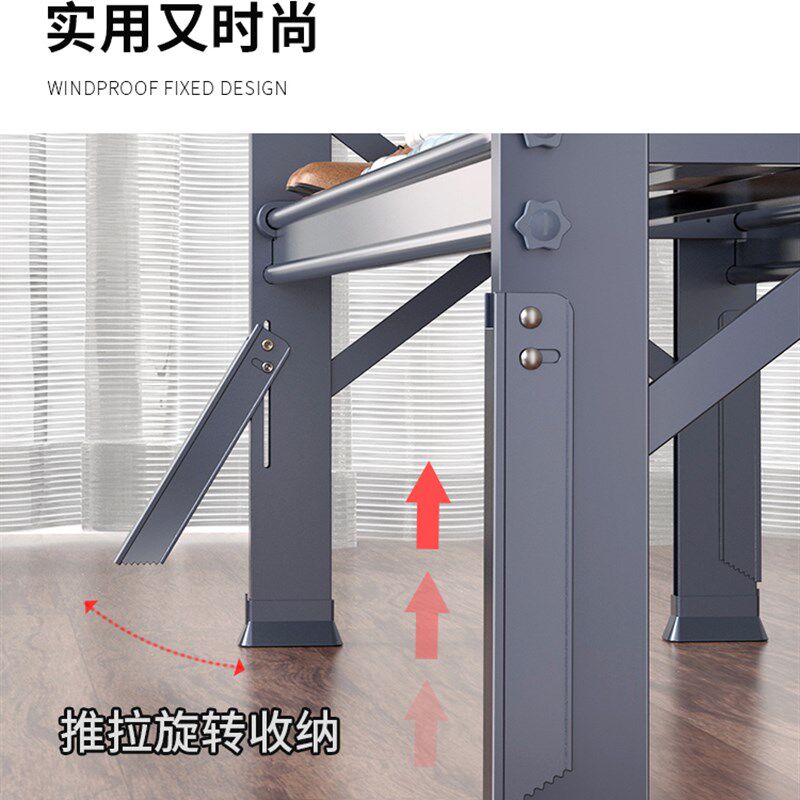 晾衣架落地折叠室内室外家用晒被子阳台户外升降双杠伸缩晾衣神器