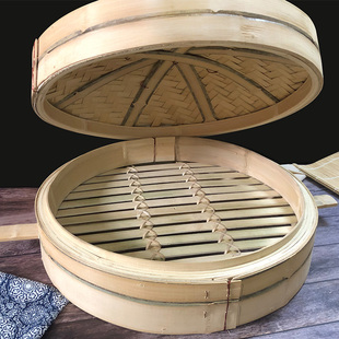 竹蒸笼屉商用蒸笼竹制家用大号竹笼屉加高K蒸屉手工竹编蒸笼屉套