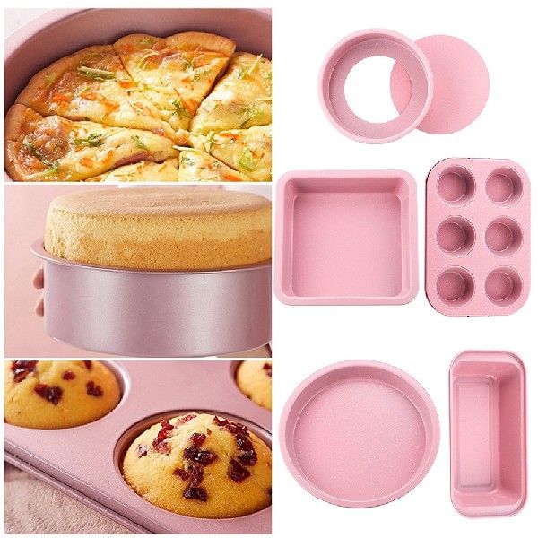 网红Pink Non-Stick Carbon Steel Baking Pan Set Baking Oven C