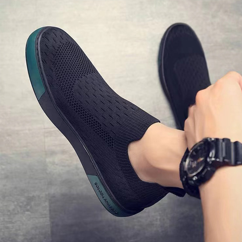 夏季大码男鞋透气休闲布鞋一脚蹬板鞋懒人鞋开车网面黑色袜子鞋男,流行男鞋,布鞋,淘宝优惠券,粉丝福利购,淘宝优惠卷