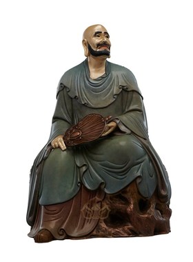 纯铜十八罗汉无贫尊者佛像无贫菩萨高温着色紫铜家用X桌面客厅摆