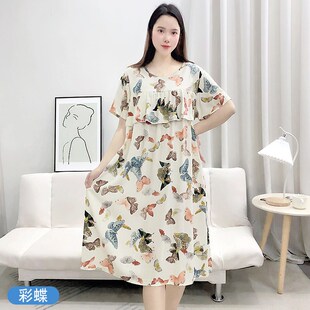 新品棉绸女睡裙夏季款2024新款不带胸垫防凸点睡衣冰丝薄款大码家