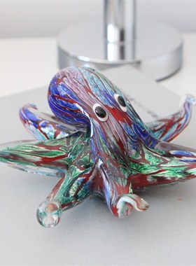 创意小摆件玻璃手工琉璃八爪鱼海洋大章鱼装饰品鱼缸造景生日现货