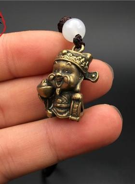 颖梦婵纯铜狮子小铜摆件黄铜实心狮子王茶宠钥匙扣微雕古玩铜器铜