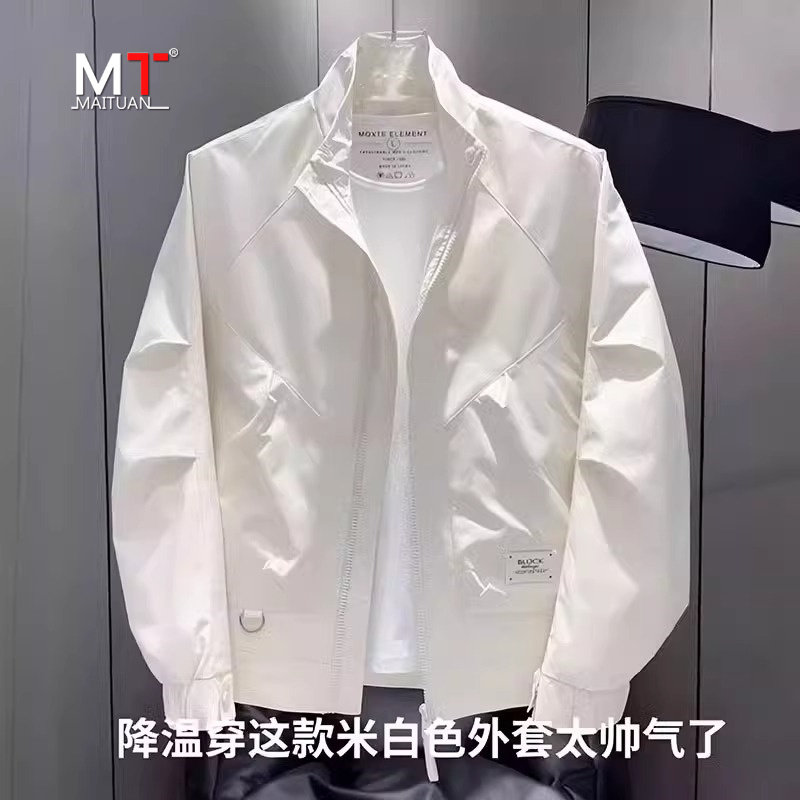 高端外套男士夏季薄款潮牌高级感痞帅立领工装休闲夹克防晒衣男款