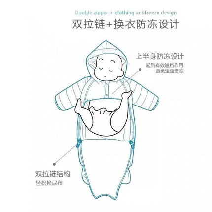 婴儿连体羽绒g服女冬装加绒加厚婴幼儿抱衣一岁哈衣男宝宝外出抱