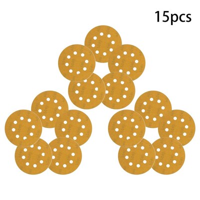 New 5/10/15pcs 5inch Circular Flocking Dry Sandpaper 8-Hole