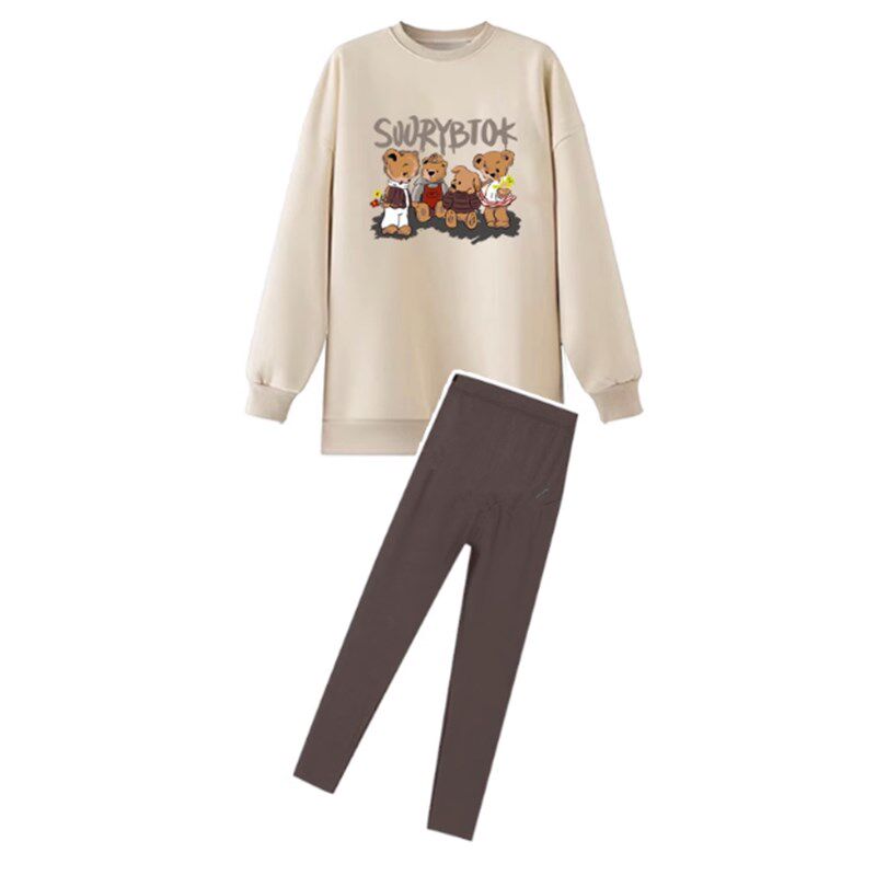 春秋季哺乳衣外出辣妈款纯棉内搭衣长袖圆领哺乳上衣冬季潮妈卫衣