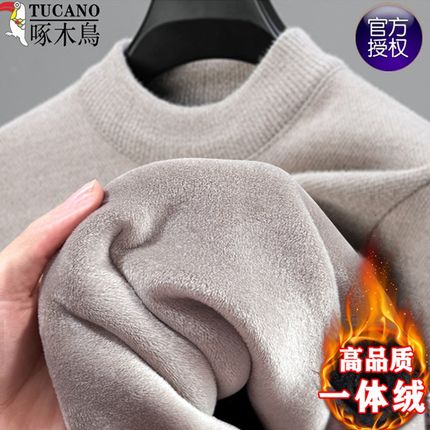 半高领加绒加厚男士毛衣冬季新款2024保暖一体绒打底针织衫