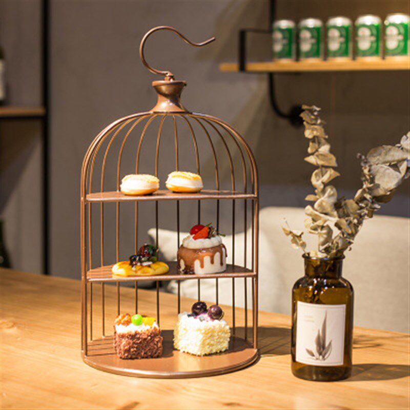 欧式宴会铁艺手工鸟笼甜品架 婚庆多层蛋糕点心架装饰摆件糕点