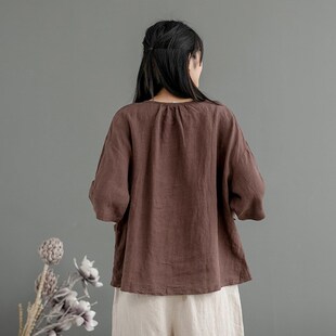 佛系衣服女秋禅服禅意文艺套装 上衣棉麻料休闲运动外穿宽松阔腿裤