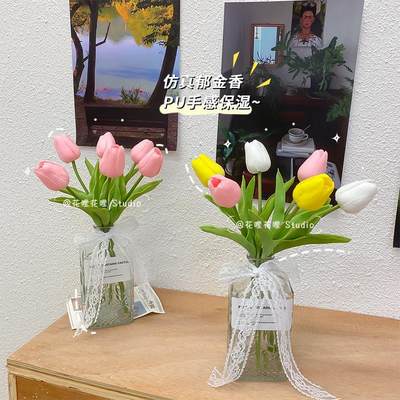 推荐5/10Pcs Tulips Artificial Flower PU Real Touch Tulip Bou