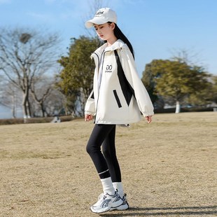 女童外套春秋款2024新款儿童洋气学生H韩版百搭上衣大童春装冲锋