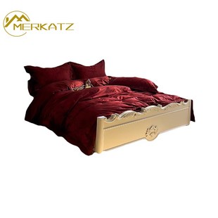 高端结婚婚庆四件套喜被新婚高级感床上用品婚嫁纯棉大红色床单