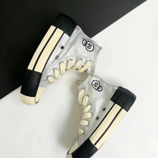 儿童帆布鞋2023新款男童鞋子春秋款潮宝宝板鞋经典高筒休闲鞋布鞋