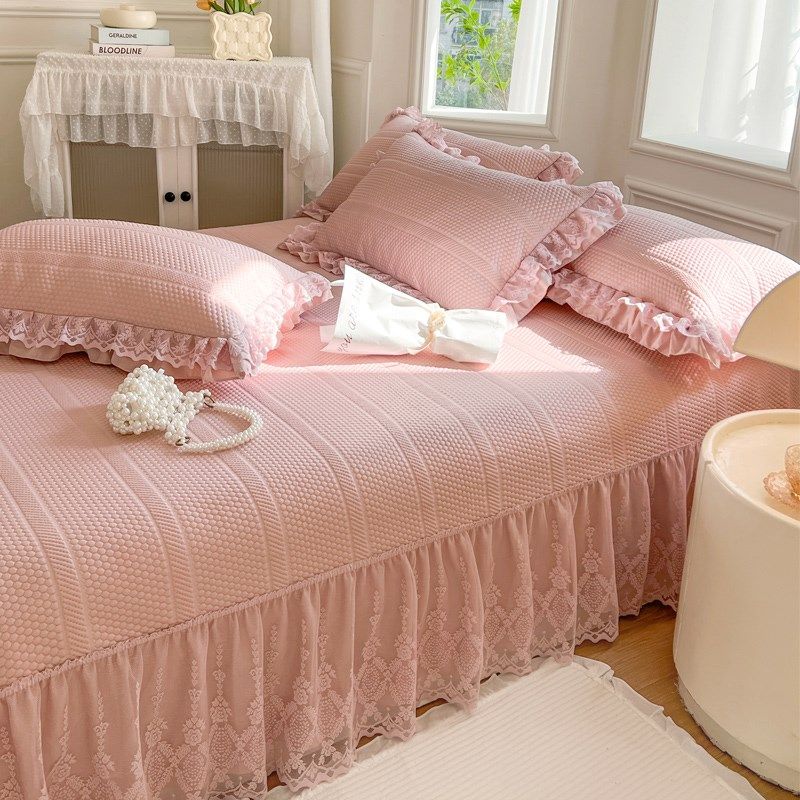 夏季公主风凉感丝豆豆冰丝凉席三件套可水洗机洗床盖床裙款空调席,床上用品,冰丝席,淘宝优惠券,粉丝福利购,淘宝优惠卷