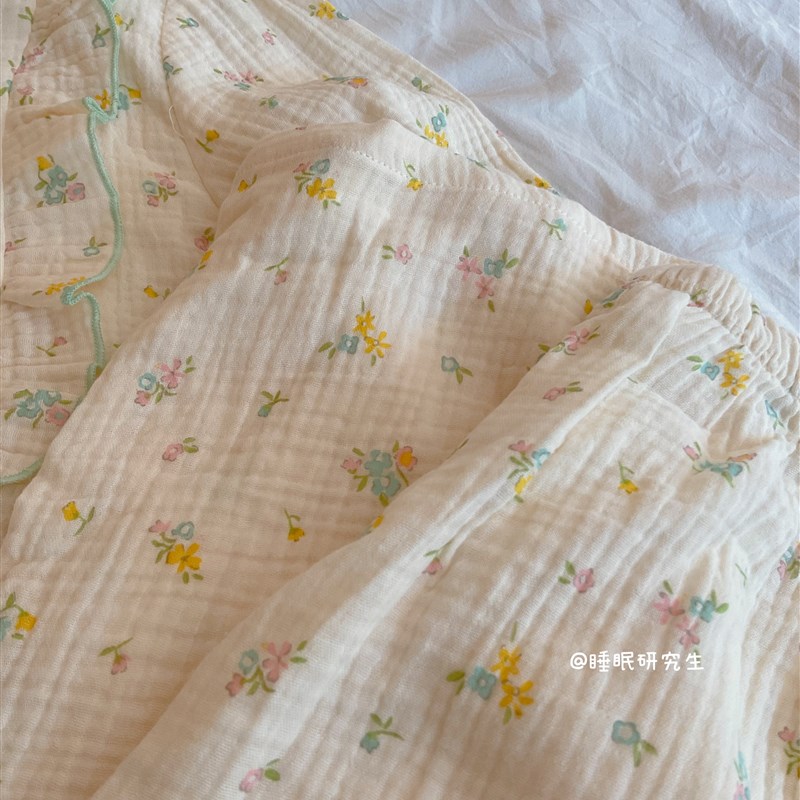 【香草沙拉】春夏季新款女睡衣绉布月子服产后家居服长袖长裤
