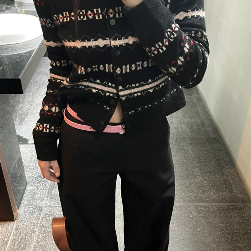 热销初秋费尔岛条纹毛衣外套女早秋穿搭修身冰岛针织开衫别致绝美