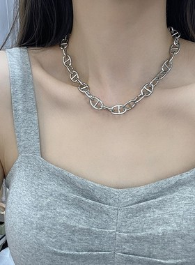 欧美夸张复古金属粗链条短款项链女网红潮人街头嘻哈chokZer锁骨