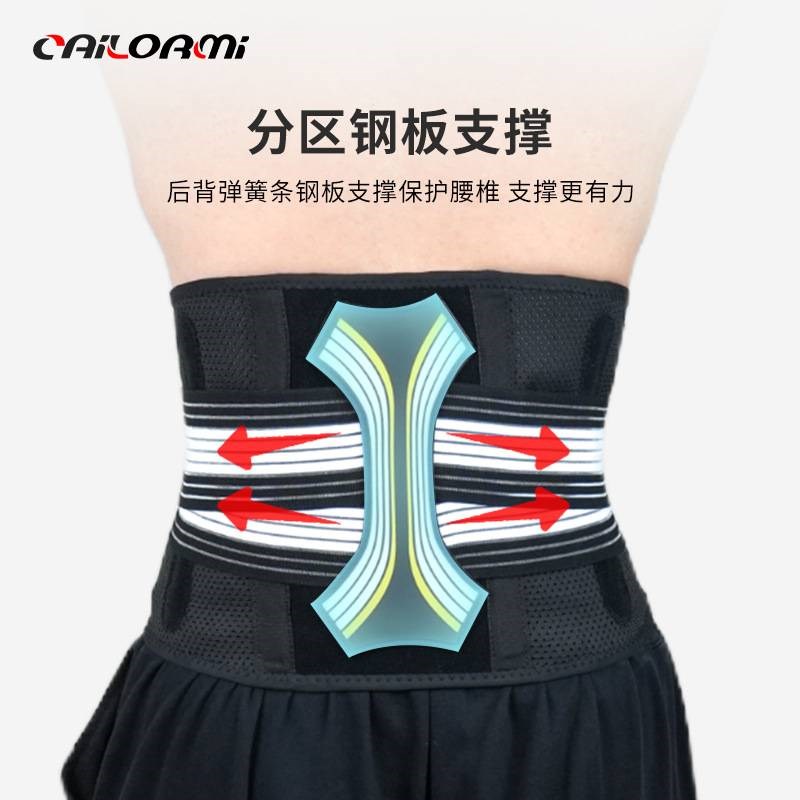 运动健身护腰带双重绑带加压可调节可拆卸支撑腰部透气网孔腰带