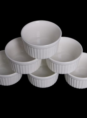 2020 New 6Pcs White Porcelain Souffle Ramekins Desserts Cust